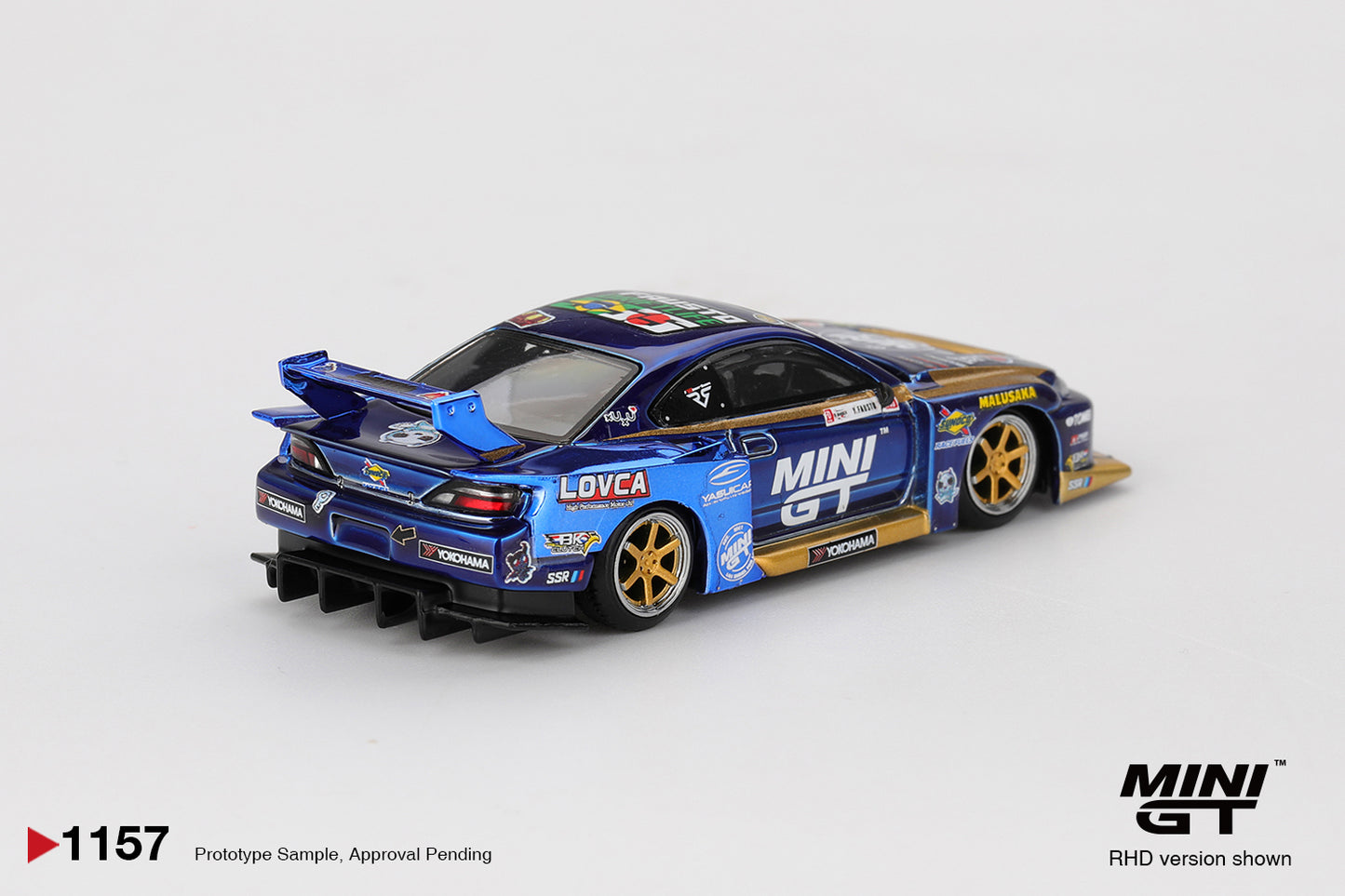 MINI GT 1157 Nissan Silvia (S15) LB-Super Silhouette #555 Team MINI GT Liberty Walk 2025 Formula Drift