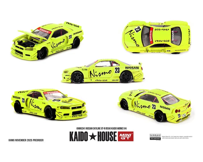 Kaido House x MINI GT Nissan Skyline GT-R (R34) Kaido Works V4 – Yellow