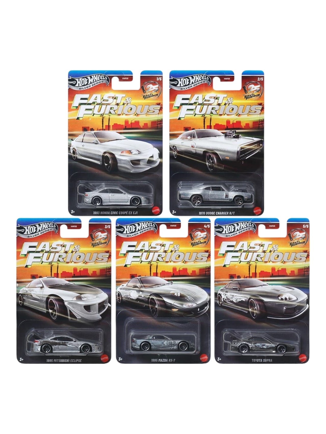 *PRE ORDER* Hotwheels Silver Series Fast and Furious Set of 5 cars