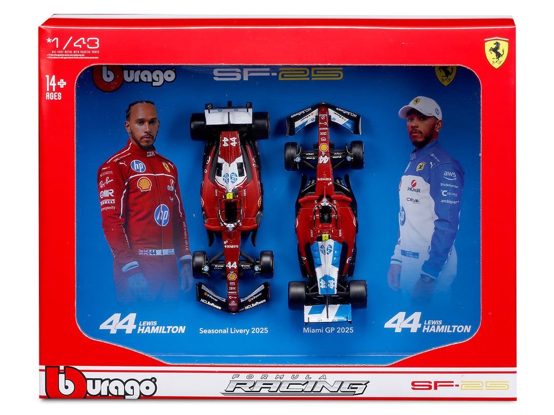 Bburago F1 2025 1:43 Twin Pack Ferrari SF25 Lewis Hamilton