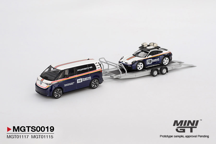 MINI GT S0019 Porsche 911 Dakar #718 / Volkswagen ID. Buzz Porsche Centrum Gelderland Roughroads Set