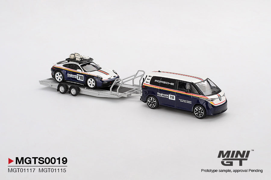 MINI GT S0019 Porsche 911 Dakar #718 / Volkswagen ID. Buzz Porsche Centrum Gelderland Roughroads Set