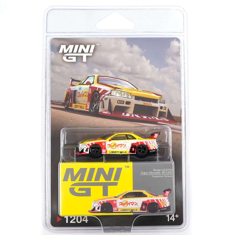BLISTER MINI GT 1204 NISSAN LB-ER34 SUPER SILHOUETTE SKYLINE SUPPAIMAN OKINAWA