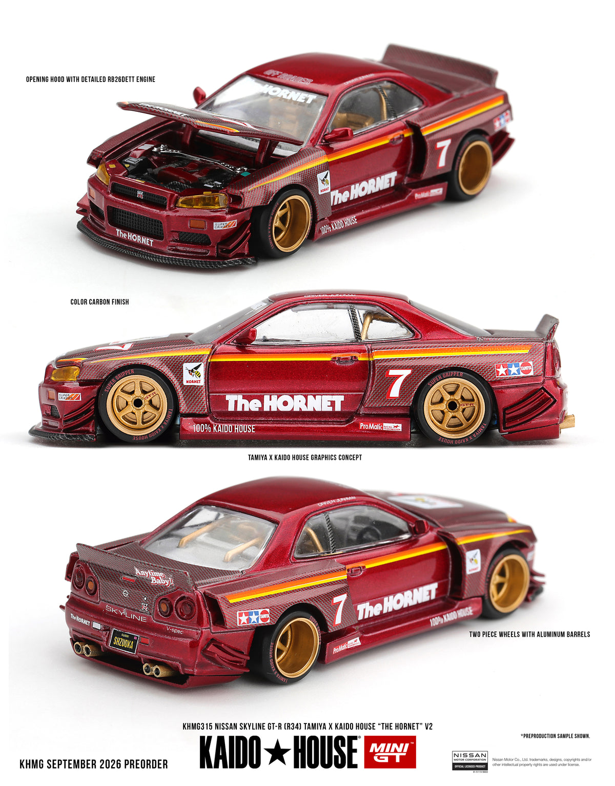 *PREORDER* KAIDOHOUSE X MINI GT NISSAN SKYLINE GT-R (R34) TAMIYA X KAIDO HOUSE "THE HORNET" V2