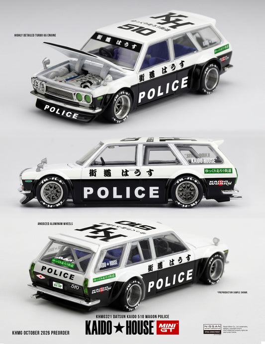 *PRE ORDER* KAIDOHOUSE X MINI GT DATSUN KAIDO 510 WAGON POLICE