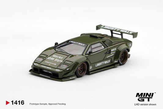 *PREORDER* MINI GT 1416 BLISTER LAMBORGHINI COUNTACH LB-WORKS ARMY GREEN