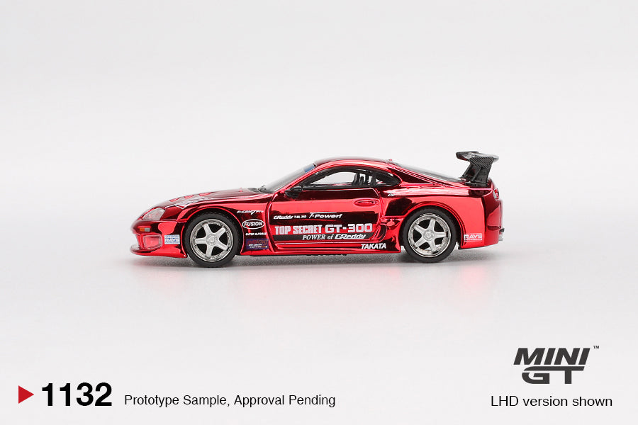 MINI GT 1132 Toyota Supra (A80) Top Secret GT-300 Top Secret Red Chrome