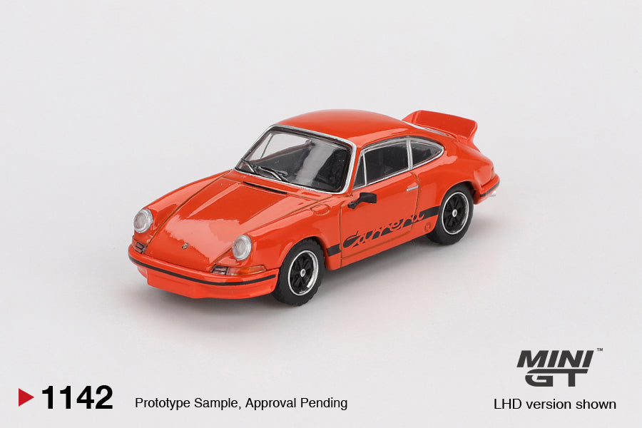 MINI GT 1142 Porsche 911 Carrera RS 2.7 Tangerine with Black Livery