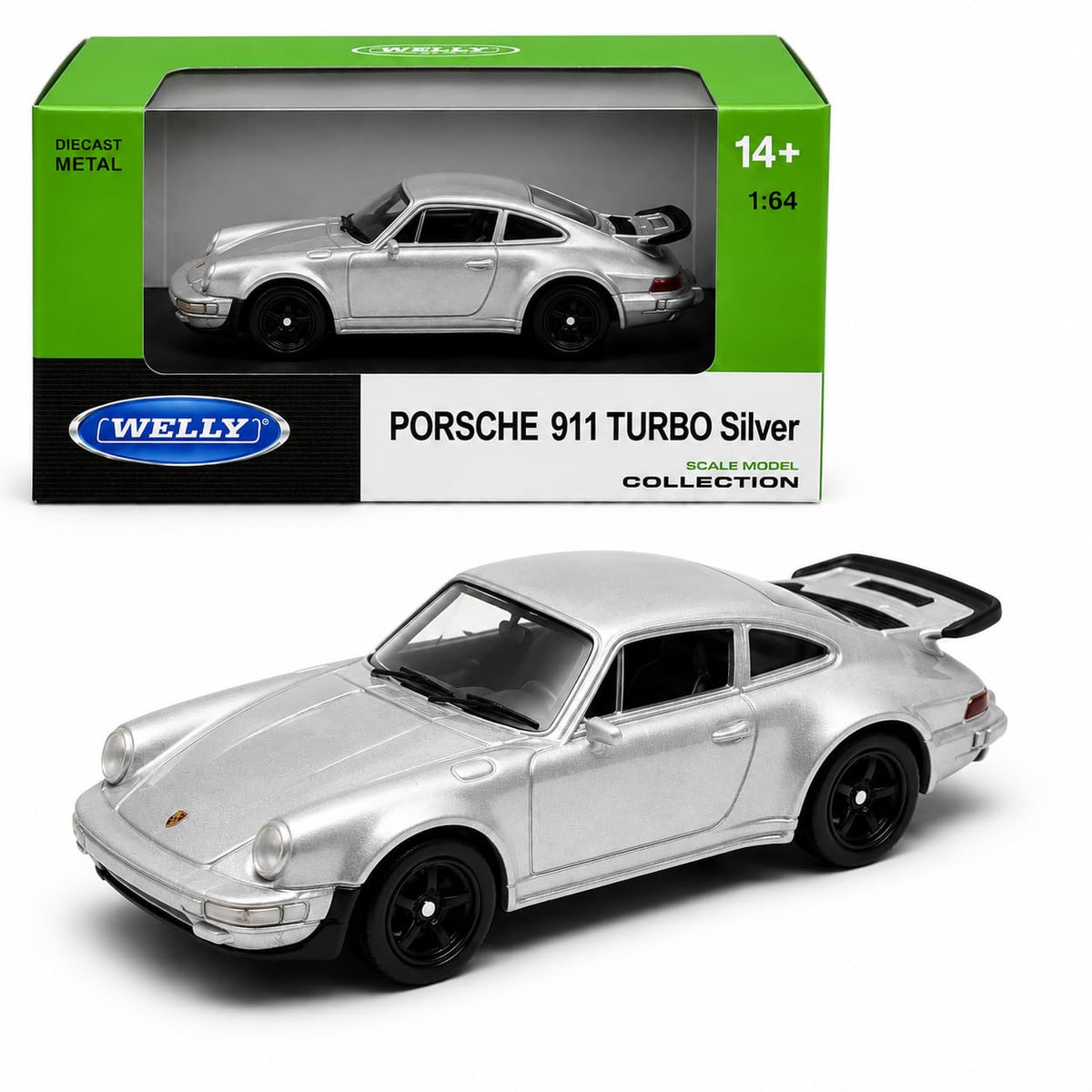 Welly Porsche 911 Turbo Silver Die-Cast Metal Model Car