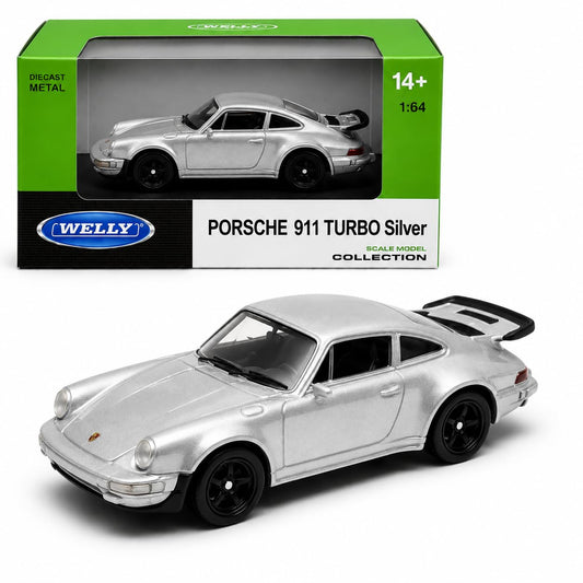 Welly Porsche 911 Turbo Silver Die-Cast Metal Model Car