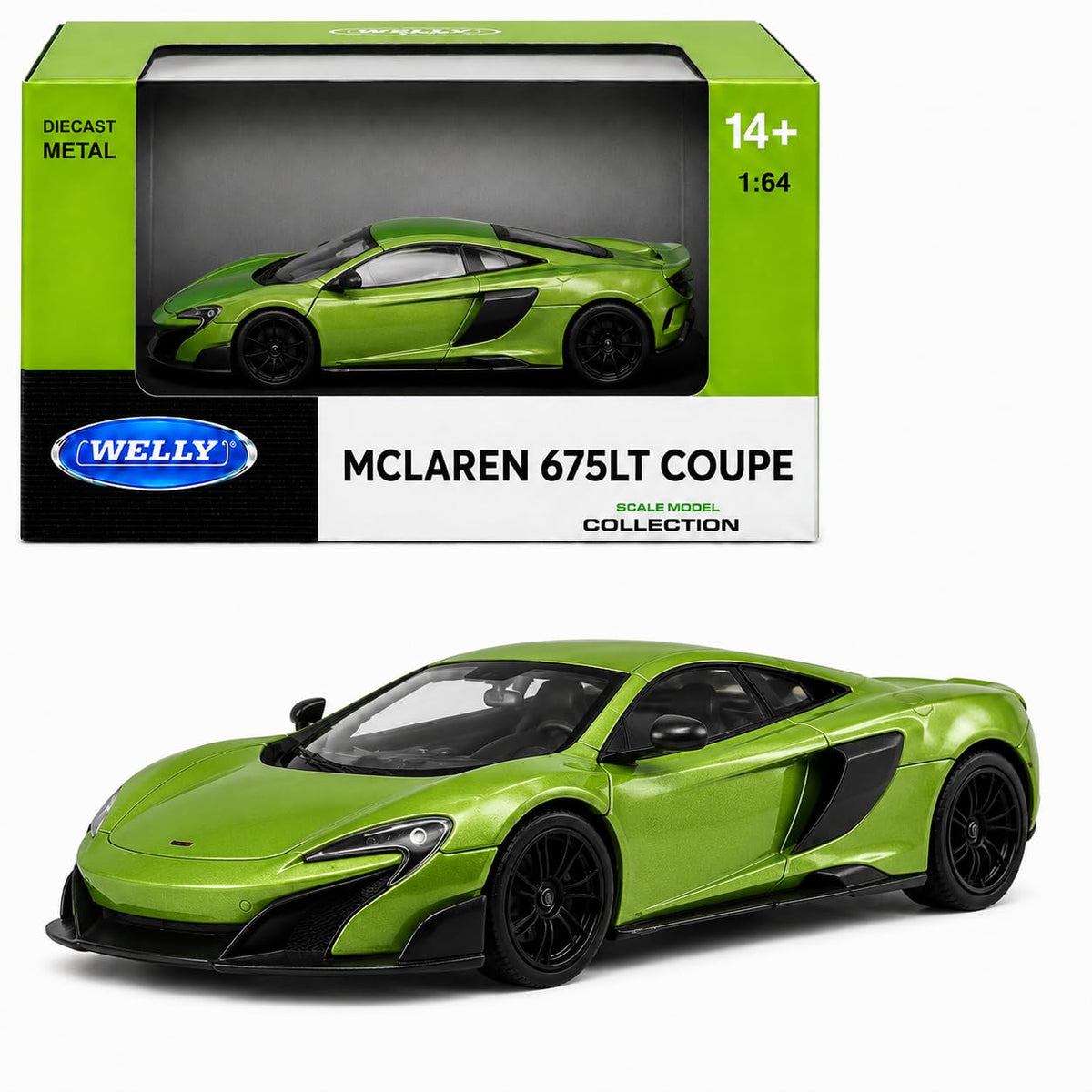 Welly McLaren 675LT Coupe Metallic Green Die-Cast Metal Model Car