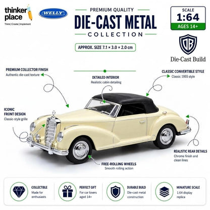 Welly Mercedes-Benz 1955 300S White Die-Cast Metal Model Car