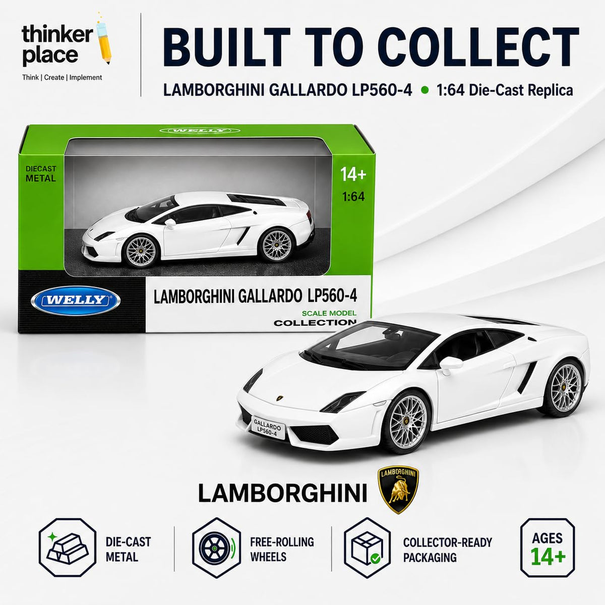 Welly Lamborghini Gallardo LP560-4 White Die-Cast Metal Model Car