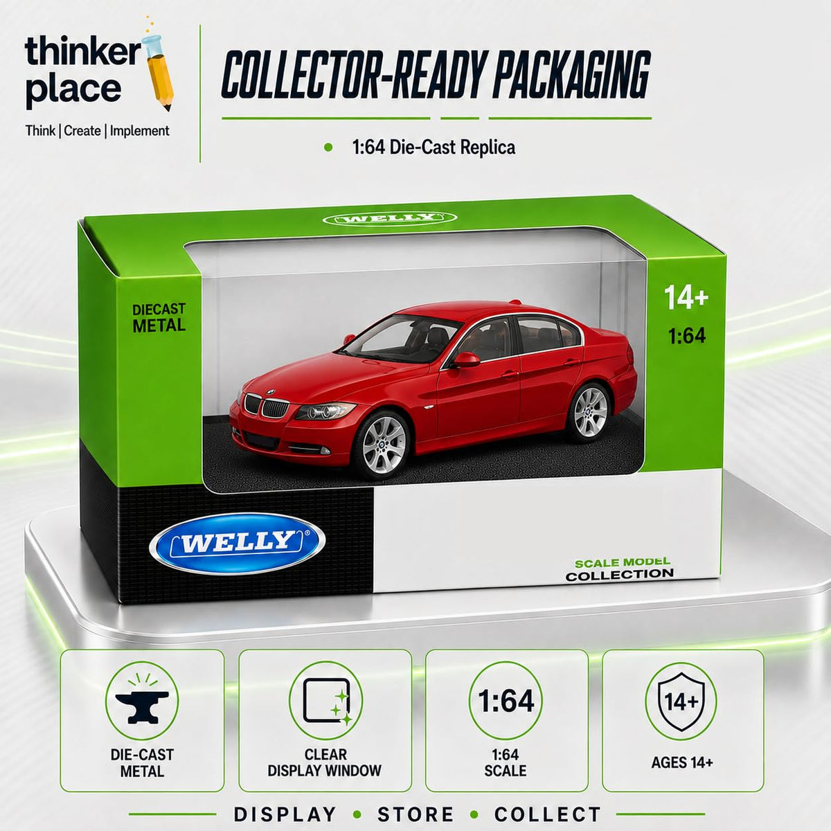 Welly BMW 335i Red Die-Cast Metal Model Car