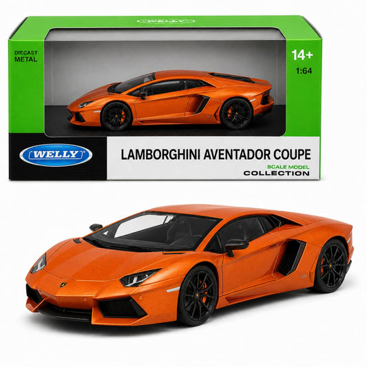 Welly Lamborghini Aventador Coupe Metallic Orange Die-Cast Metal Model Car
