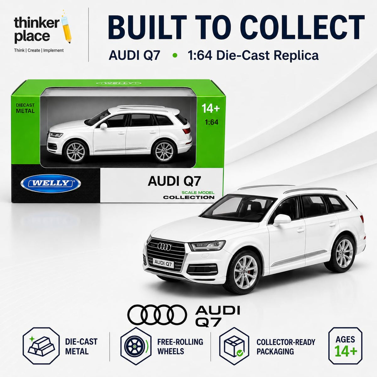 Welly Audi 2015 Q7 White Die-Cast Metal Model Car