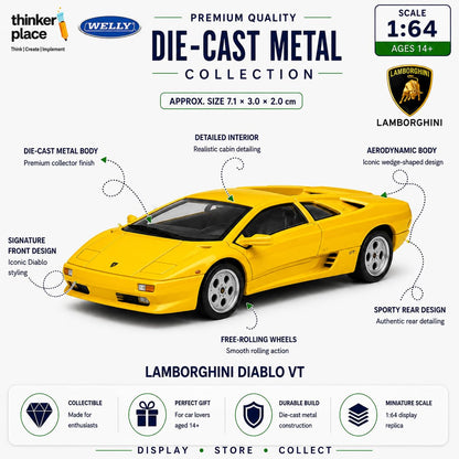 Welly Lamborghini Diablo Yellow Die-Cast Metal Model Car