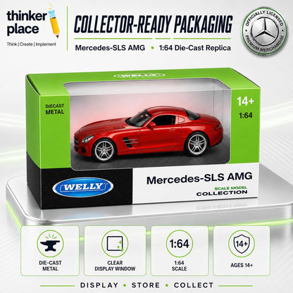 Welly Mercedes-Benz SLS AMG Dark Red Die-Cast Metal Model Car