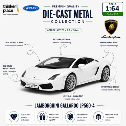 Welly Lamborghini Gallardo LP560-4 White Die-Cast Metal Model Car
