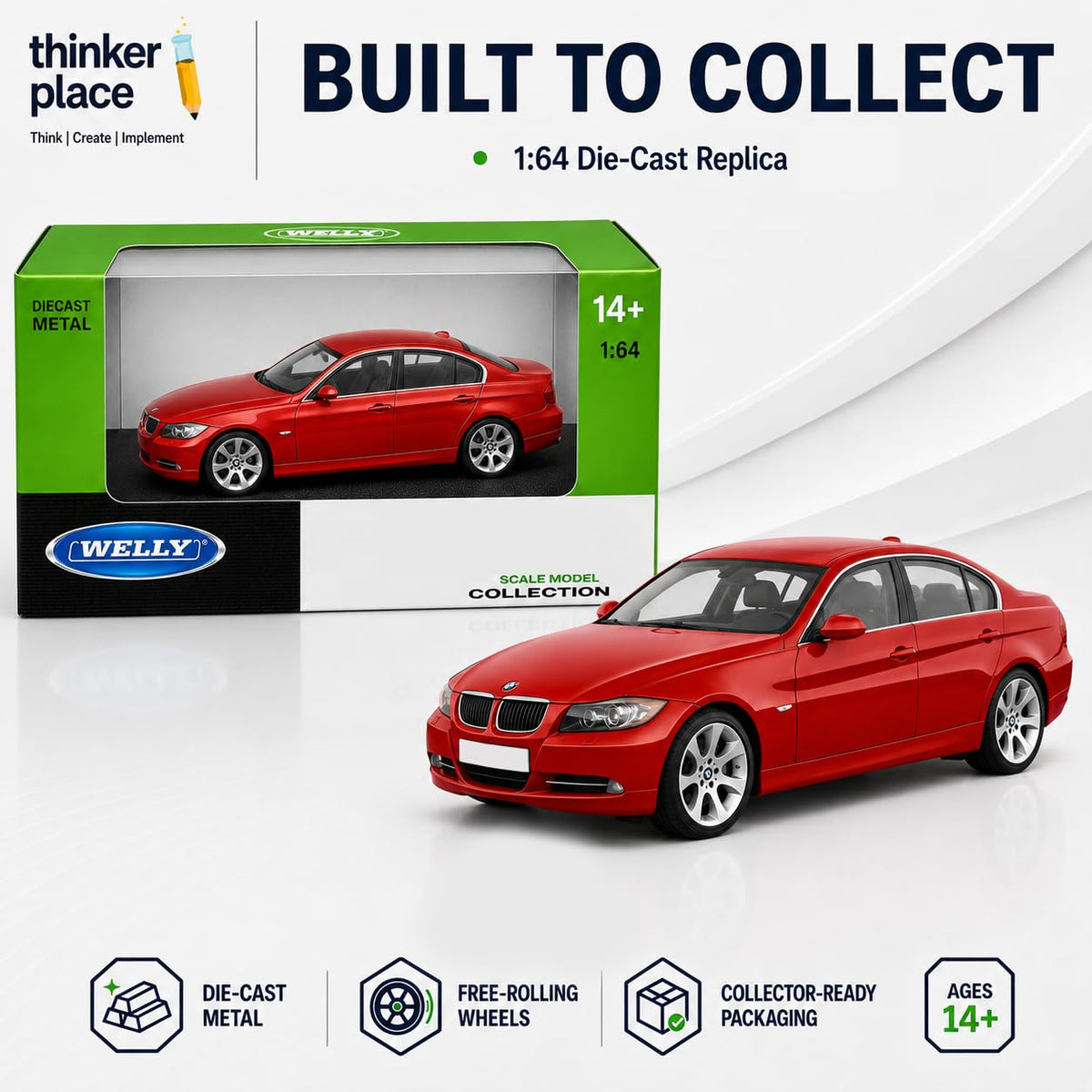 Welly BMW 335i Red Die-Cast Metal Model Car
