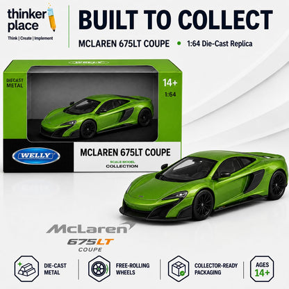Welly McLaren 675LT Coupe Metallic Green Die-Cast Metal Model Car