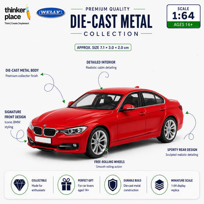 Welly BMW 330i Red Die-Cast Metal Model Car