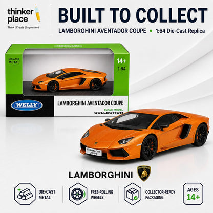 Welly Lamborghini Aventador Coupe Metallic Orange Die-Cast Metal Model Car