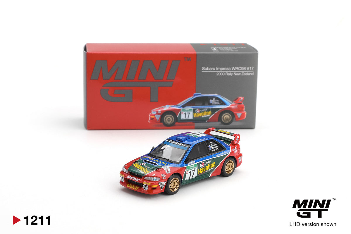 MINI GT 1211 Subaru Impreza WRC98 #17 2000 Rally New Zealand