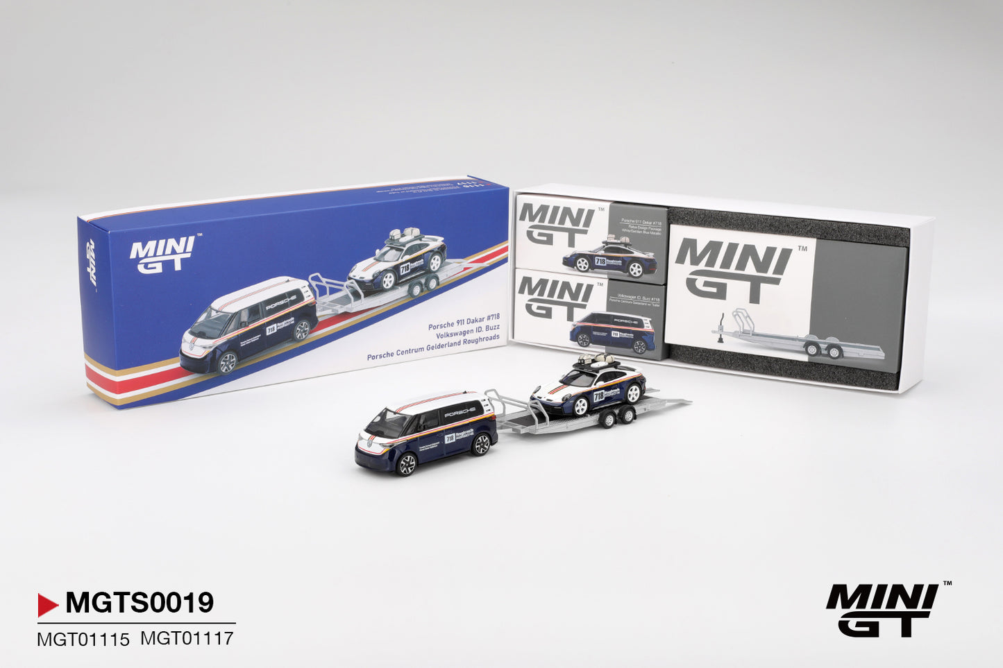 MINI GT S0019 Porsche 911 Dakar #718 / Volkswagen ID. Buzz Porsche Centrum Gelderland Roughroads Set