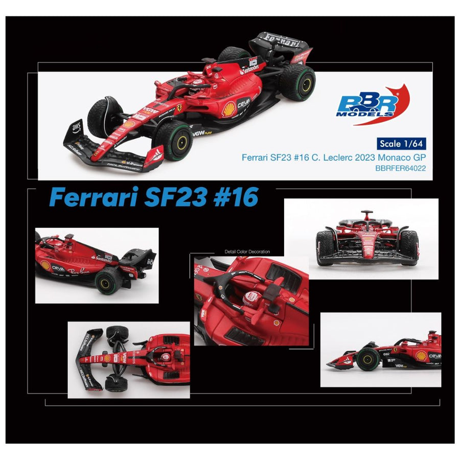BBR MODELS Ferrari SF23 #16 Charles Leclerc 2023 Monaco GP