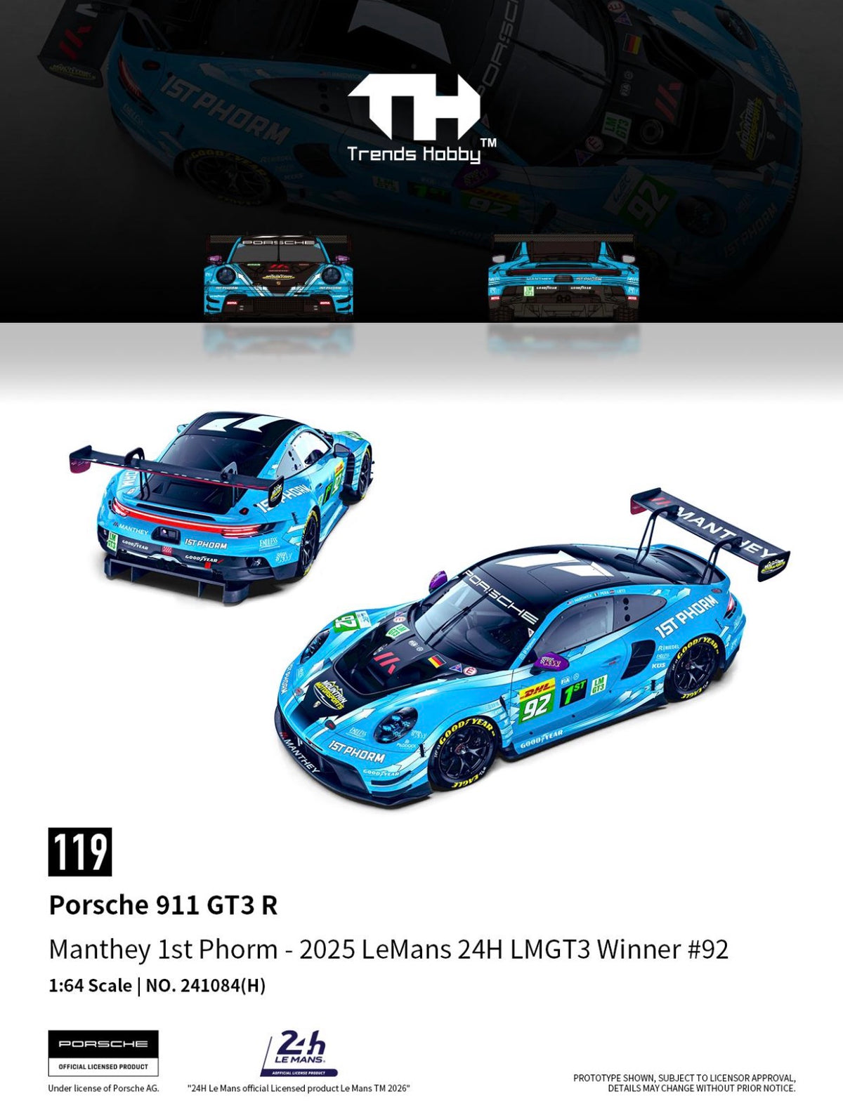 Trends Hobby Porsche 911 GT3 R 24H Le Mans 2025 #92