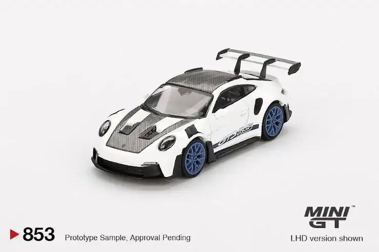 Combo: MINI GT 853 Porsche 911 (992) GT3 RS Weissach Package White with Indigo Blue(combo of Hotwheels)