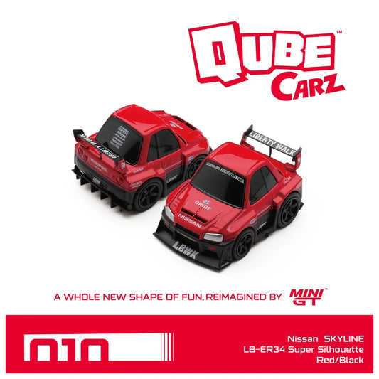 MINI GT Qube Carz Nissan LB-ER34 Super Silhouette SKYLINE Red/Black