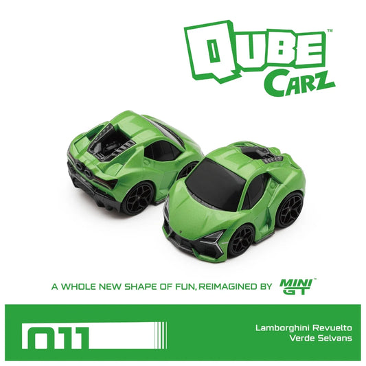 MINI GT Qube Carz #011: Lamborghini Revuelto Verde Selvans
