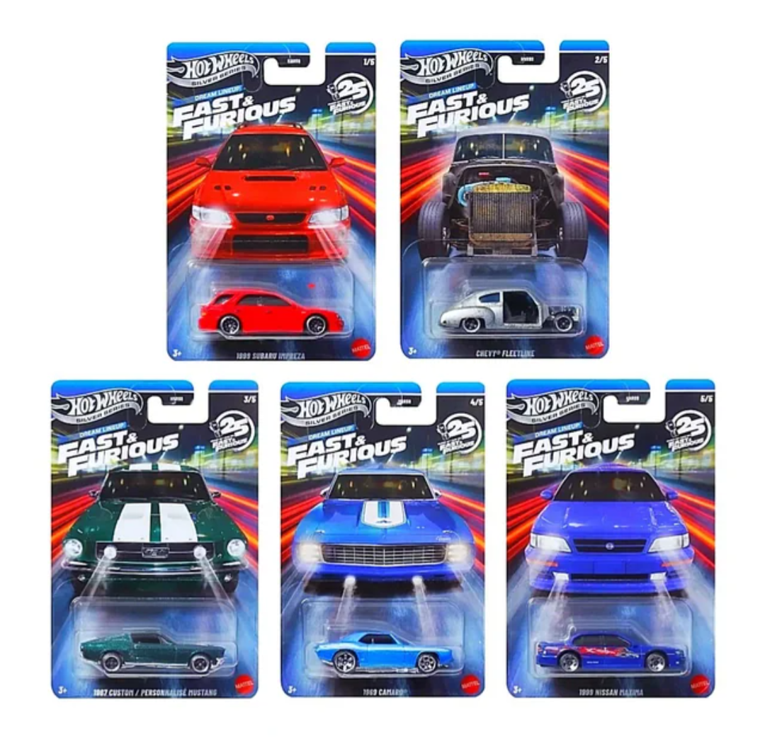 Imported Hot Wheels Silver Series Dream Line up Fast and Furious - Set Of 5