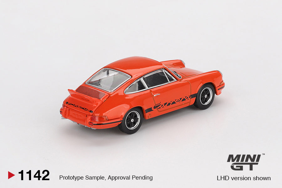 MINI GT 1142 Porsche 911 Carrera RS 2.7 Tangerine with Black Livery