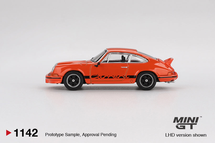 MINI GT 1142 Porsche 911 Carrera RS 2.7 Tangerine with Black Livery