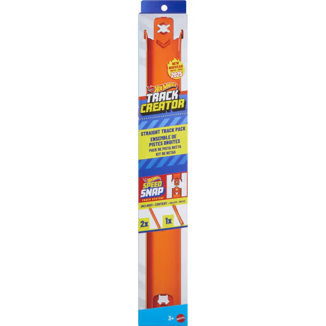Hot Wheels Track Creator Straight Track Pack, 3 Feet Of Speed Snap Track & 2 Adapters