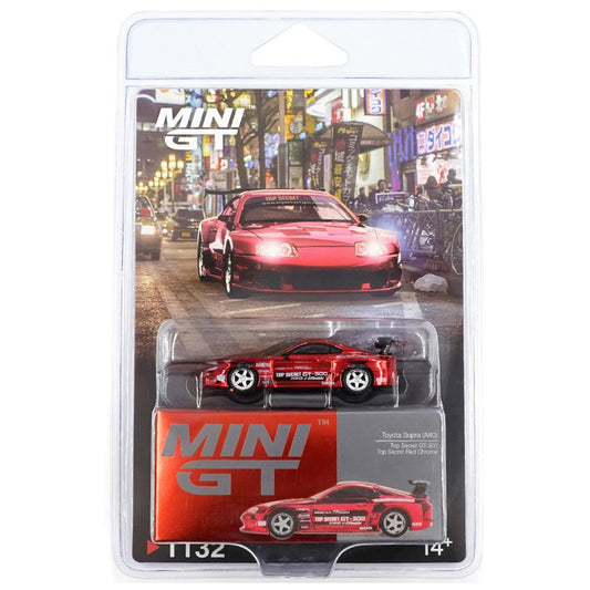 Mini GT 1132: Toyota Supra (A80) Top Secret GT-300 Top Secret Red Chrome (Blister)