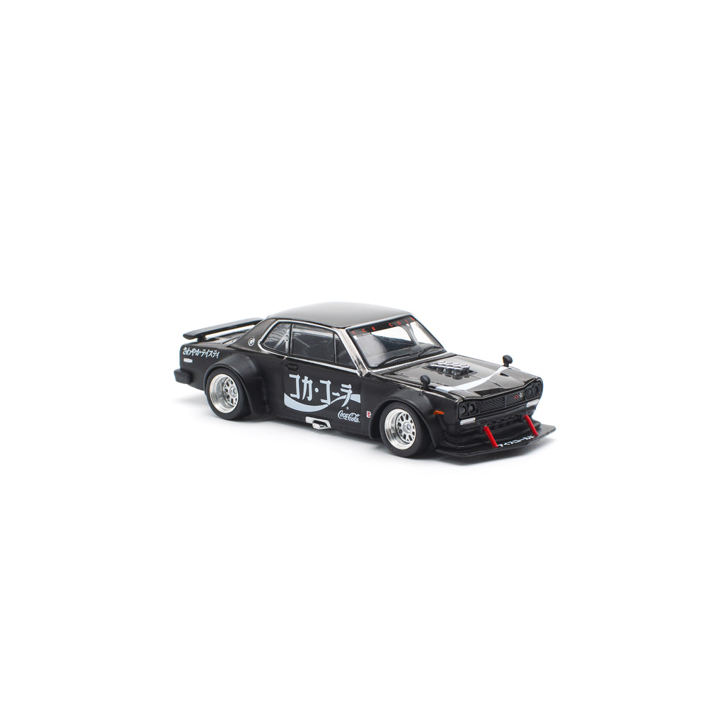 POP RACE SKYLINE GT-R DRIFT (HAKOSUKA) - COCA COLA ZERO JP BLACK CHROME 1:64 Diecast