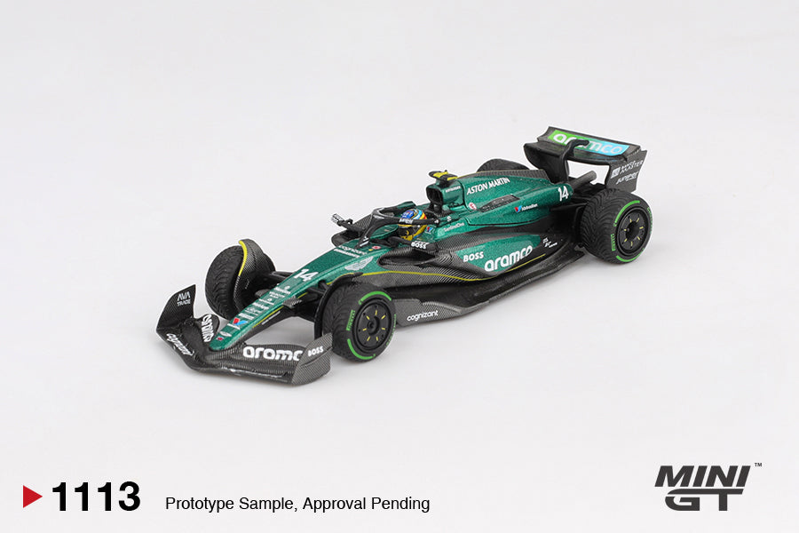 Mini GT 1113 Aston Martin AMR24 #14 Fernando Alonso 2024 F1 2024 Canadian GP