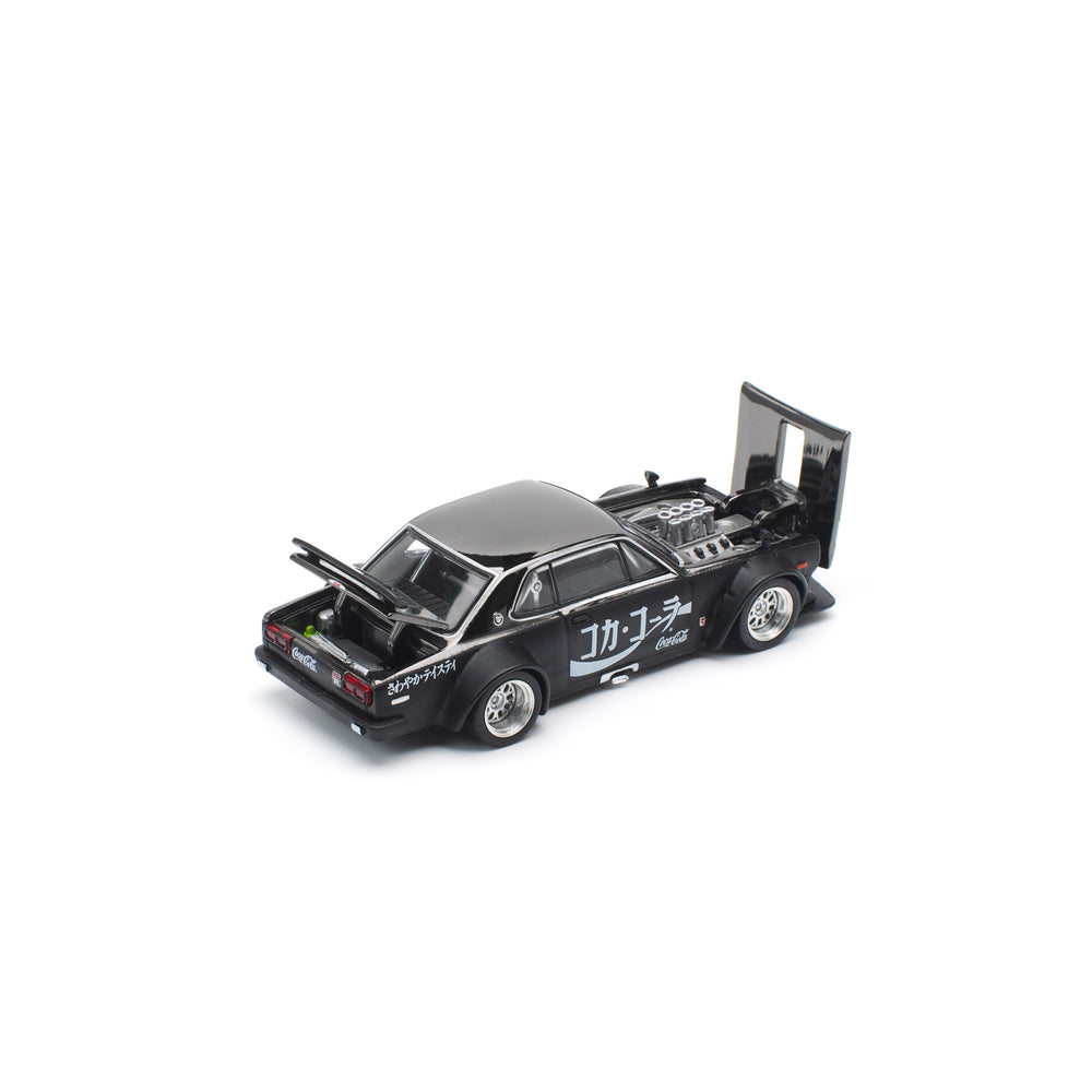 POP RACE SKYLINE GT-R DRIFT (HAKOSUKA) - COCA COLA ZERO JP BLACK CHROME 1:64 Diecast