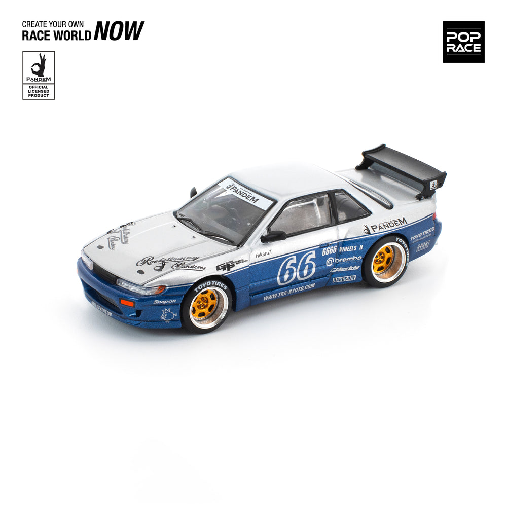 POP RACE PANDEM SILVIA S13 MOONTECH BLUE 1:64 Diecast