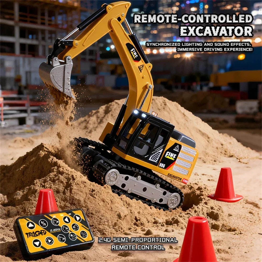 TRASPED HG4-413 1:64 Scale Mini RC Excavator | Alloy Bucket | 270° Rotation| Lights & Sound