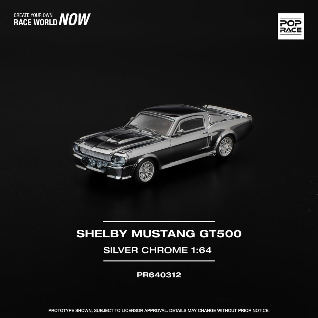 POPRACE 1:64 SHELBY MUSTANG GT500 - SILVER CHROME PR640312