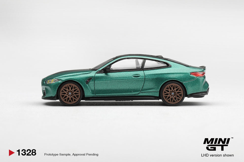 * PRE ORDER * MINI GT #1328 1/64 BMW M4 CS Frozen Isle of Man Green Metallic (RHD)