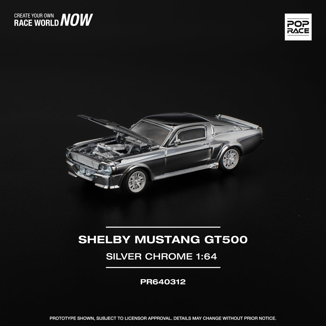 POPRACE 1:64 SHELBY MUSTANG GT500 - SILVER CHROME PR640312