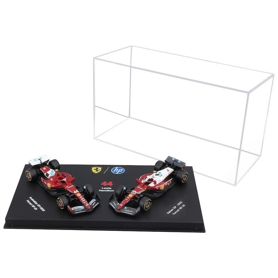 *PRE ORDER* Bburago Formula Racing 2025 Scuderia Ferrari SF25 #44 Lewis Hamilton in Showcase 1:64 Scale Diecast Vehicle Twin Pack
