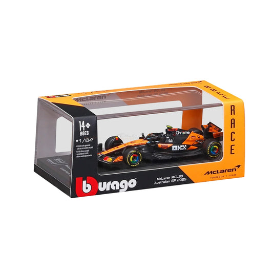 Bburago 2025 McLaren MCL39 Australia GP Lando Norris Australia GP - Scale 1 : 64 Diecast Scale Model With Arcylic Case