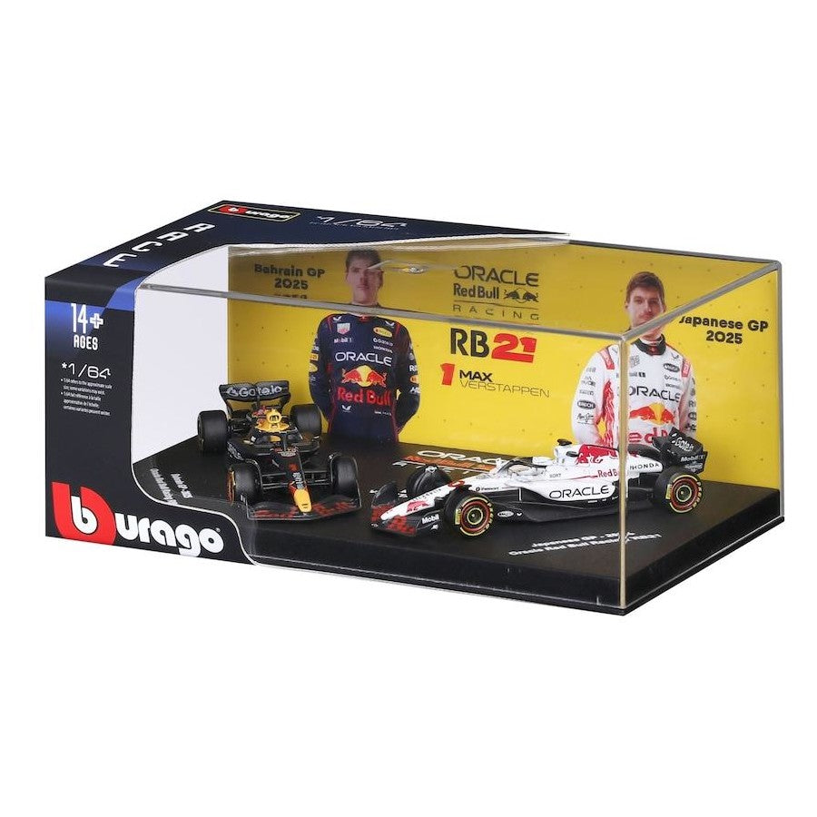 *PRE ORDER* Bburago Formula Racing 2025 Oracle Red Bull Racing RB21 #1 Max Verstappen in Showcase 1:64 Scale Diecast Vehicle Twin Pack